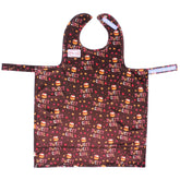 BIB-ON full-coverage bib cupcakes front view shows spill protection for ages 0-4.
