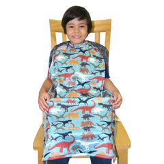 BIB-ON XL dinosaur bib shows soft, lightweight polyester fabric for comfortable meals.