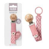 BIBS Paci Braid Dummy Chain in dusty pink keeps pacifiers handy during outings.