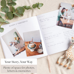Bibi & Beau memory book storage pocket for keepsake mementos and notes.