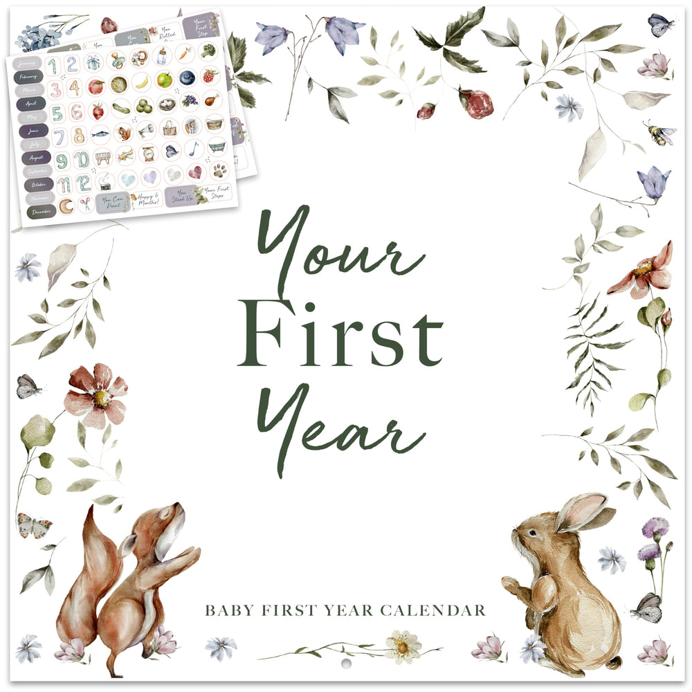 Bibi & Beau baby first year calendar cover, a durable keepsake to protect memories.