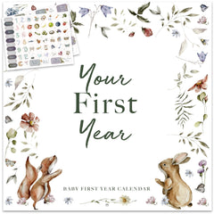 Bibi & Beau baby first year calendar cover, a durable keepsake to protect memories.