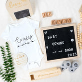 BIBIBLISSBABY baby bodysuit ready for a coming soon reveal and keepsake