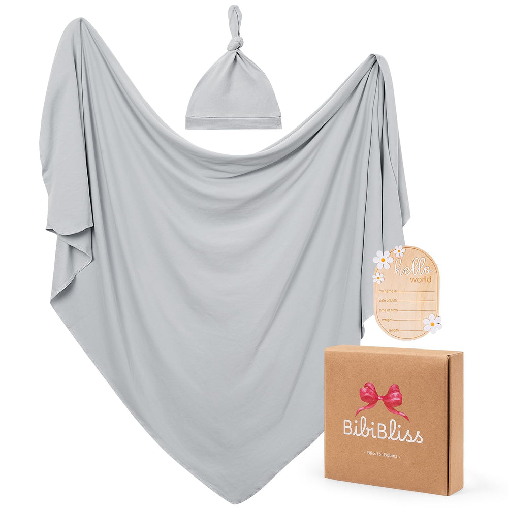 bibiblissbaby stretchy swaddle blanket storm—soft wrap for secure newborn comfort