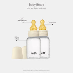 BIBS baby bottle 5oz ivory nipple closeup highlights natural latex nipple softness for gentle feeds.