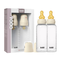 BIBS baby bottle ivory round nipple pack promotes natural latch and easy grip for comfortable feeds.