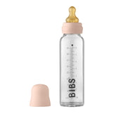 BIBS baby glass bottle 225 ml with blush cap for easy feeding.