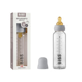 BIBS baby glass bottle 225ml cloud anti-colic design for smoother feeds.