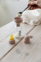 BIBS baby glass bottle made in Denmark label showcases Danish craftsmanship