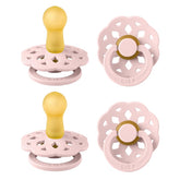 BIBS Boheme blossom pacifier with round nipple for calming soothing.