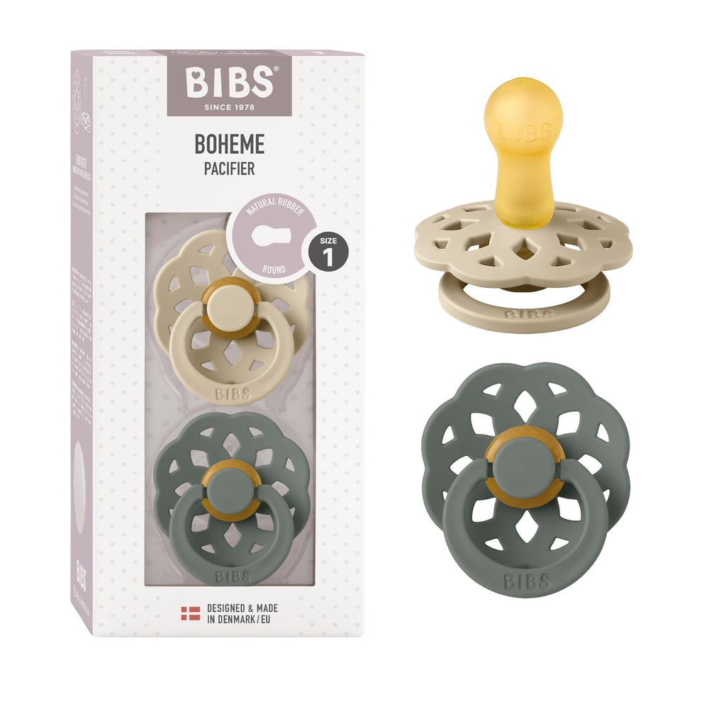 BIBS Boheme Vanilla Pine 2-pack front view for soothing newborns