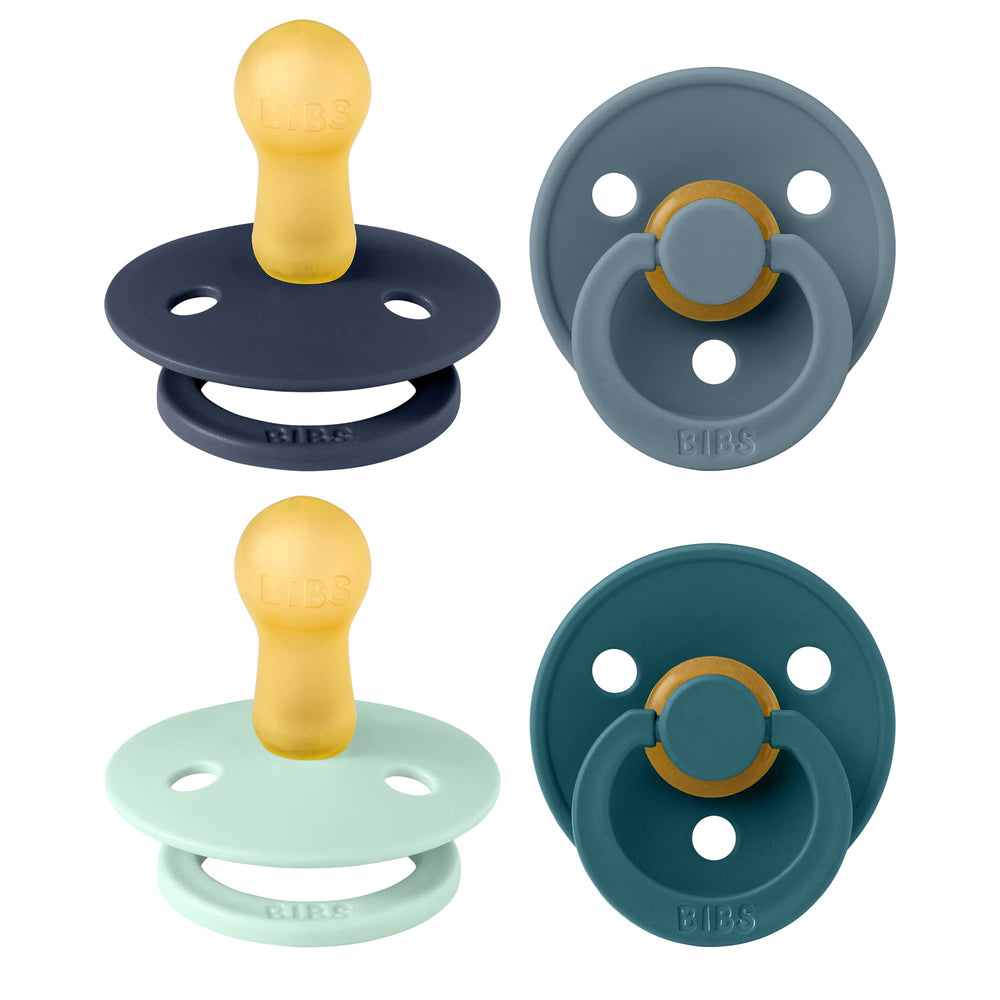 BIBS Colour Four Pack round-nipple pacifier for soothing comfort during bedtime routines