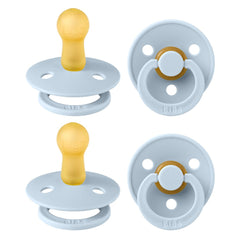 BIBS Colour Pacifier 4-Pack front view in baby blue for soothing comfort.