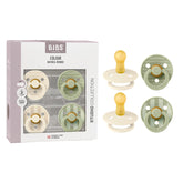 BIBS Colour Pacifier 4-pack ivory-sage close-up promoting soothing ease for baby