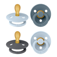 BIBS Colour Pacifier symmetrical-nipple baby-blue set for gentle soothing