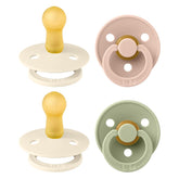 BIBS Colour Soother 4-pack Ivory Mix packaging highlights a safe, stylish soothing option.