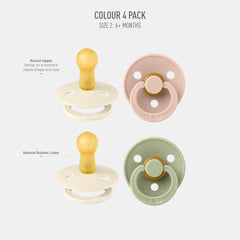 BIBS Colour Soother round nipple ivory closeup demonstrates gentle design for natural sucking comfort.