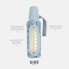 BIBS Liberty bottle cover snug fit protects glass bottle during travel