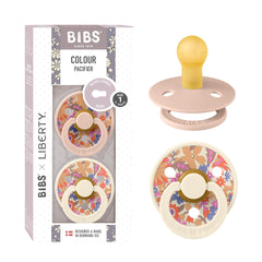 BIBS Liberty 2-pack packshot shows a chic June Blossom Blush mix for soothing comfort.