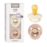 BIBS pacifier blush ivory 2-pack closeup highlighting gentle latex nib for baby comfort
