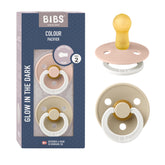 BIBS pacifier front view in Blush Night and Vanilla Night offers soothing self-soothe visuals