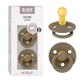 BIBS pacifier dark oak closeup highlighting natural latex nipple for gentle soothing.