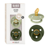 BIBS pacifier sage green 0-6m pack—twin soothers for gentle newborn calming.