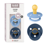 BIBS pacifier sky blue close-up emphasizing natural latex softness for soothing
