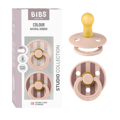 BIBS Studio Block Blush round-nipple pacifier for gentle soothing and easy latch