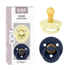 BIBS pacifier two-pack in Luna Deep Space colors ideal for soothing newborns.