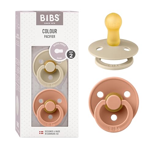 BIBS pacifier vanilla peach pack of 2 showing natural rubber design for soothing comfort.