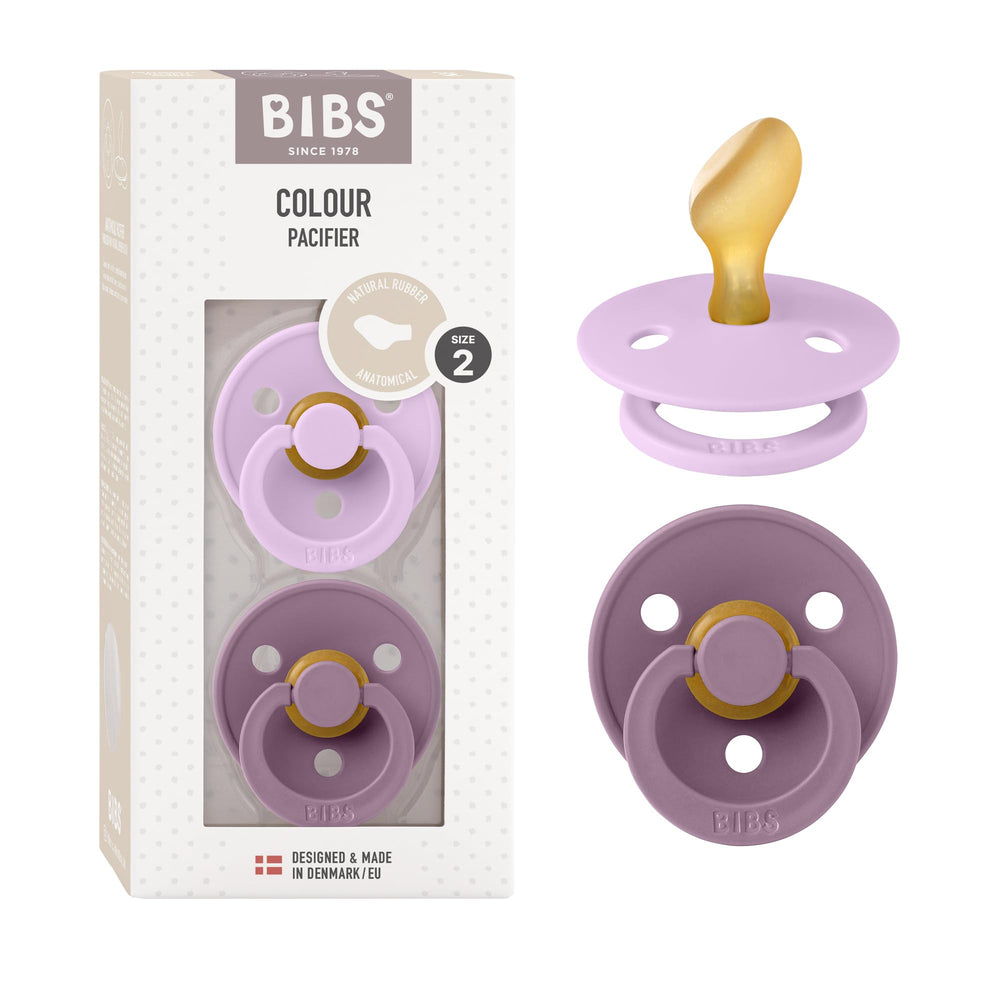 BIBS pacifier Violet Sky Mauve two-pack for soothing on the go.