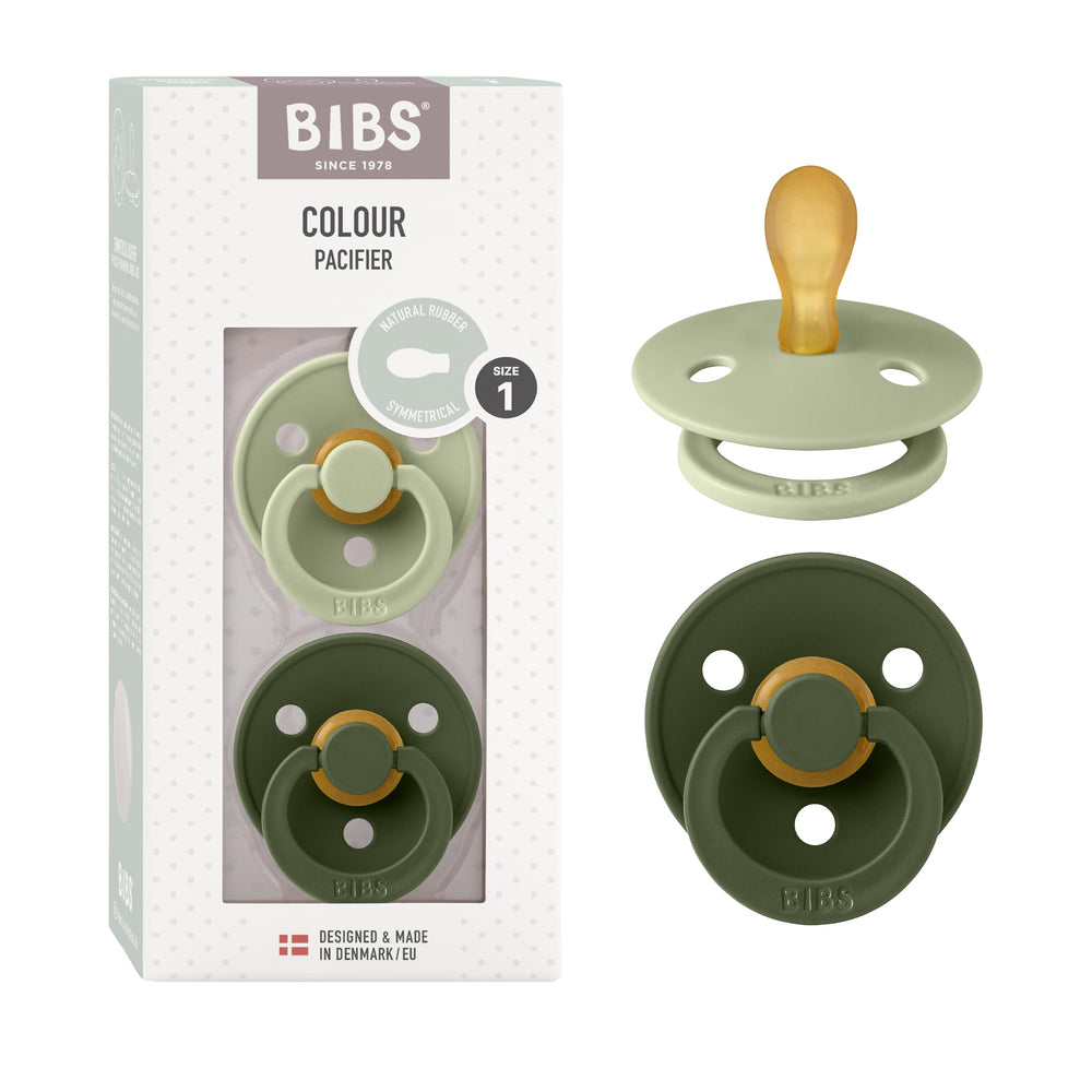 BIBS pacifiers 0-6m sage-green pack promotes soothing comfort for newborns.