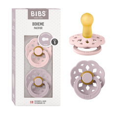 BIBS Boheme Blossoms and Dusky Lilac set ready for soothing bedtime routines.