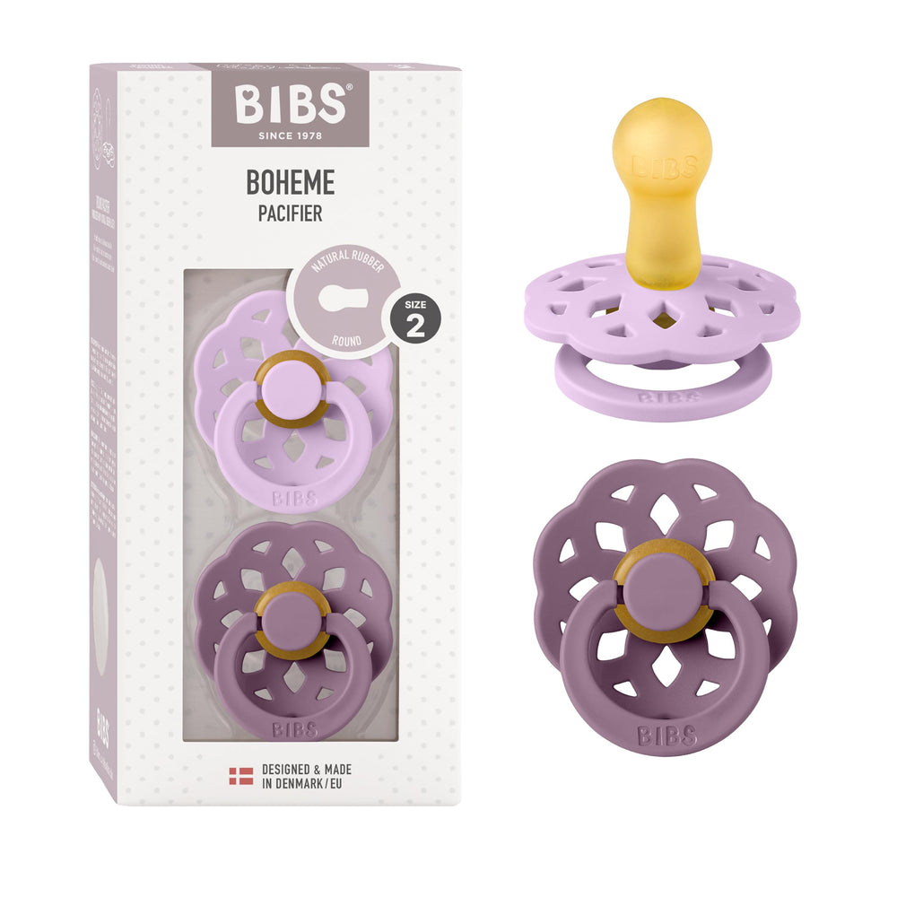 BIBS Boheme 2-pack closeup: natural latex nipple for gentle soothing