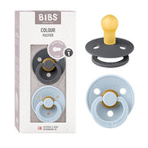 BIBS Pacifiers Colour Collection blue-iron pack of 2 for gentle self-soothing.