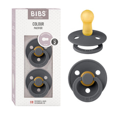 BIBS pacifiers Colour Collection front view showing two pacifiers for soothing newborns.