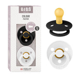 BIBS pacifiers colour collection packshot with natural rubber soothing option