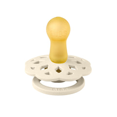 BIBS natural rubber nipple close-up shows soft, durable latex for gentle feeding comfort.