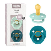BIBS pacifiers Nordic Mint and Forest Lake pack front view highlighting soothing color options.