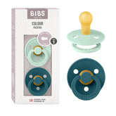 BIBS pacifiers Nordic Mint pack closeup showing natural latex material for gentle self-soothing.