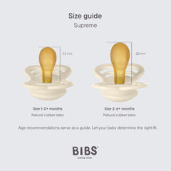 BIBS pacifiers supreme collection blush closeup highlights soft finish in calming baby-friendly tones.