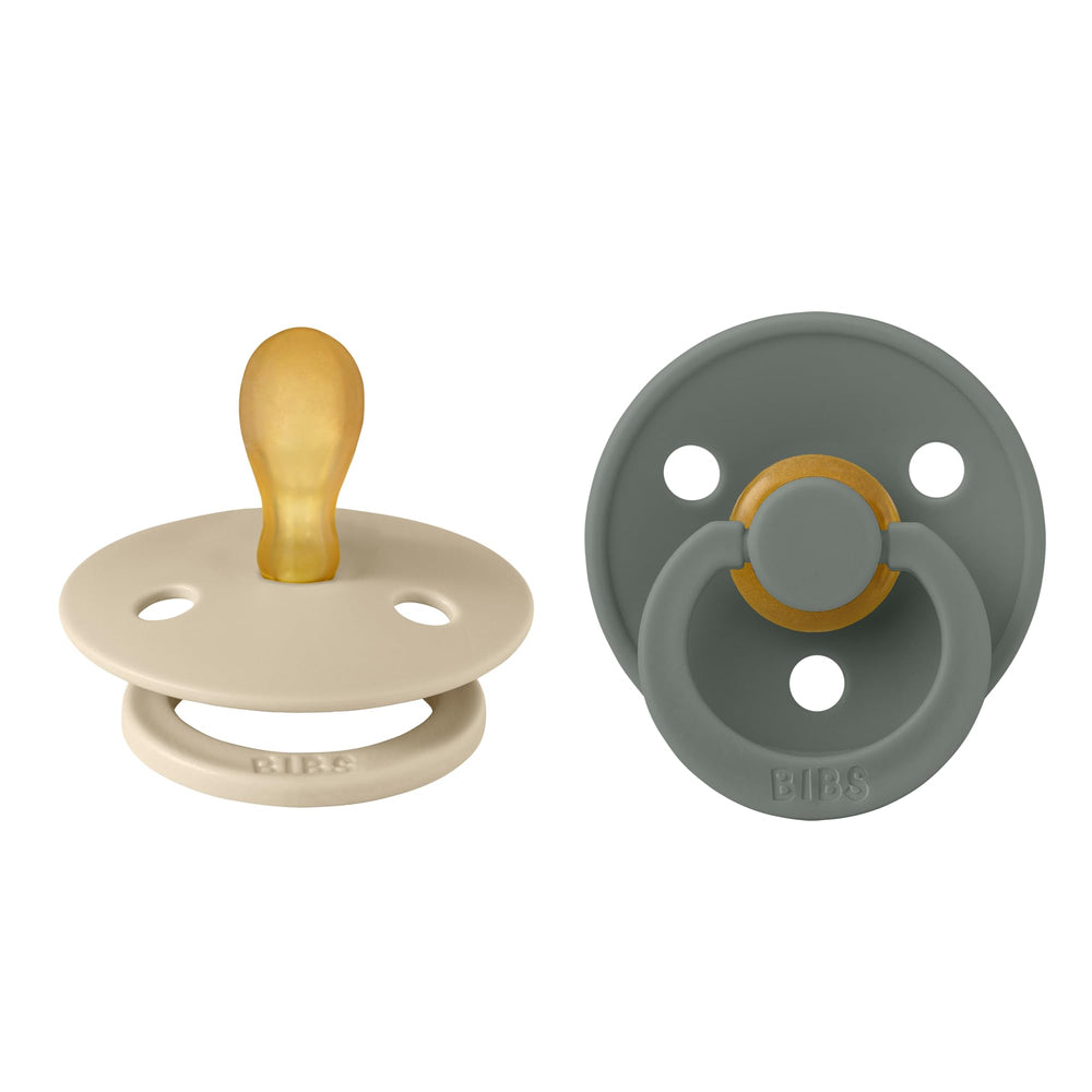 BIBS pacifiers vanilla pine color two-pack showing soothing color options