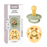 BIBS Studio soother pack in sage pale butter colors for calm baby feeding.