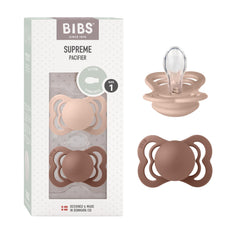 BIBS Supreme woodchuck pacifier 0-6 months in soft silicone for soothing nap times.