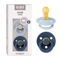 BIBS pacifiers dusty blue and steel blue two-pack for self-soothing