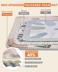 BICESTE boho leaf pattern on mat stimulates visual interest during early learning.