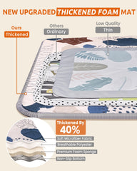 BICESTE playmat features boho leaf design that invites imaginative play.