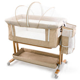 bicystar Baby Bassinet bedside-sleeper-assembly shows quick setup for effortless near-bed comforting