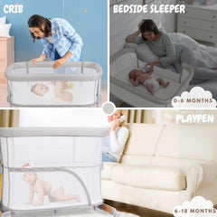 bicystar Baby Bassinet drop-side open for easy newborn access